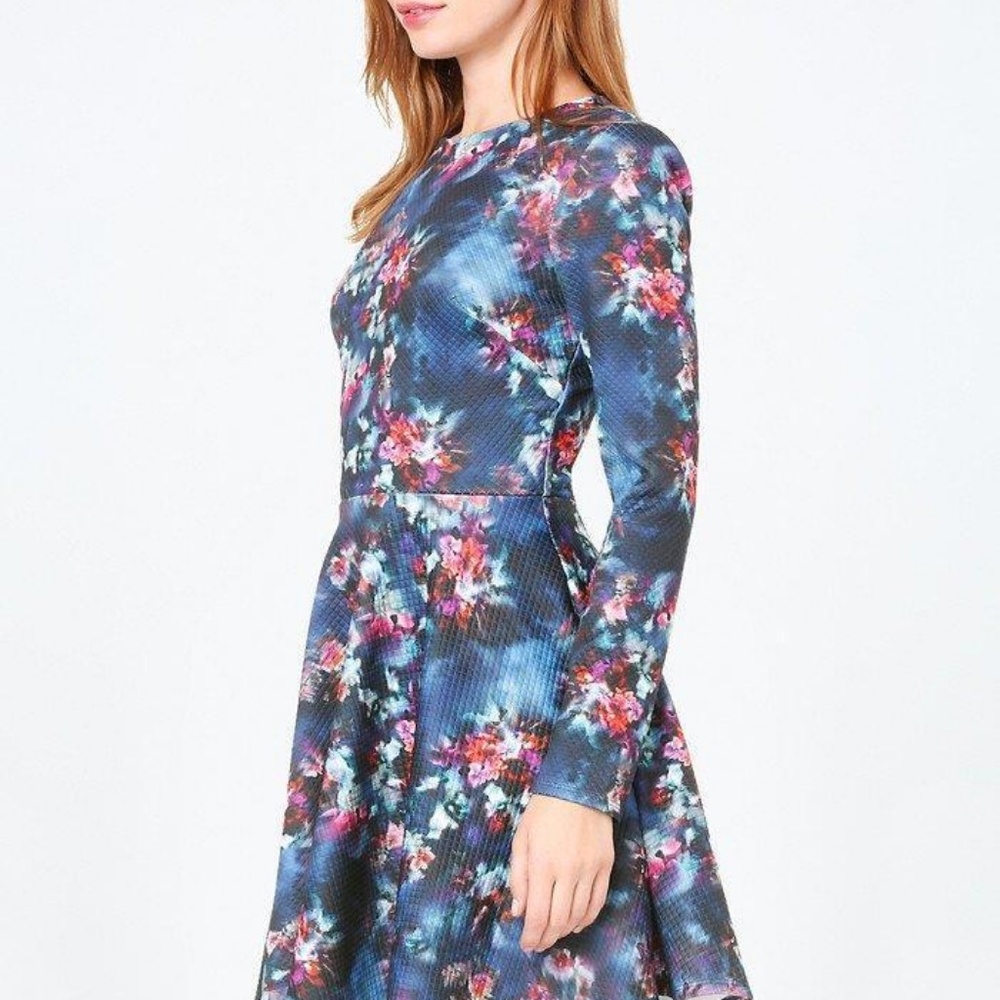 BEBE Floral Print Jacquard Fit & Flare Dress - Picture 2 of 8
